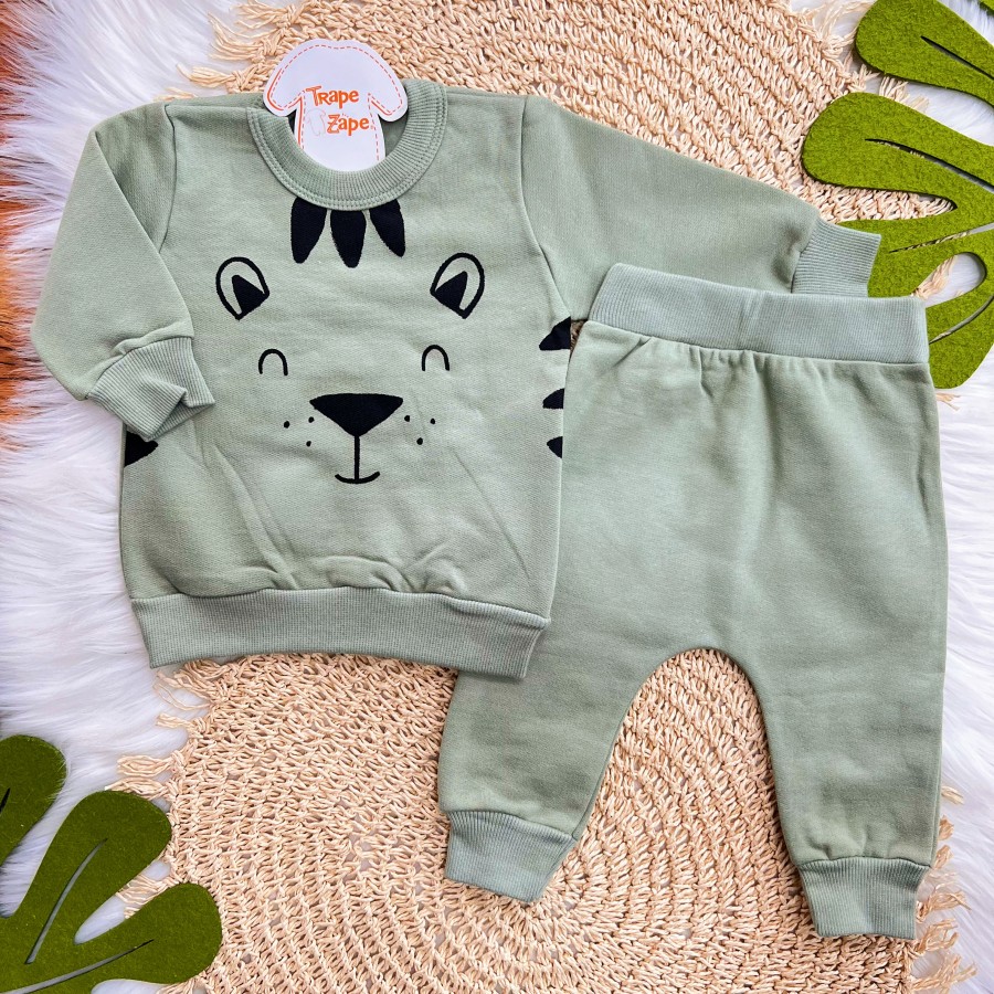 Conj. Casaco e Calça Cute Baby Tiger - Verde